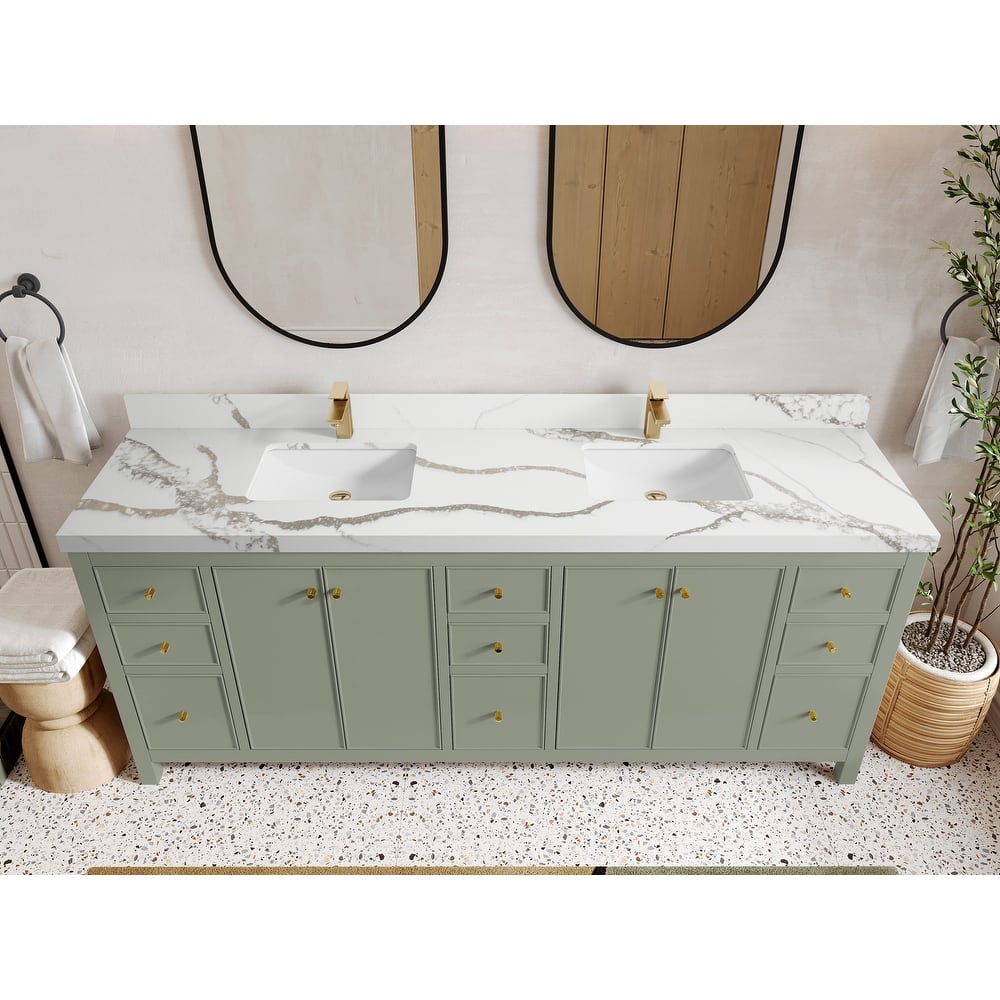 Willow Collections 84 in. W x 22 in. D Chicago Double Bowl Sink Bathroom Vanity with Countertop