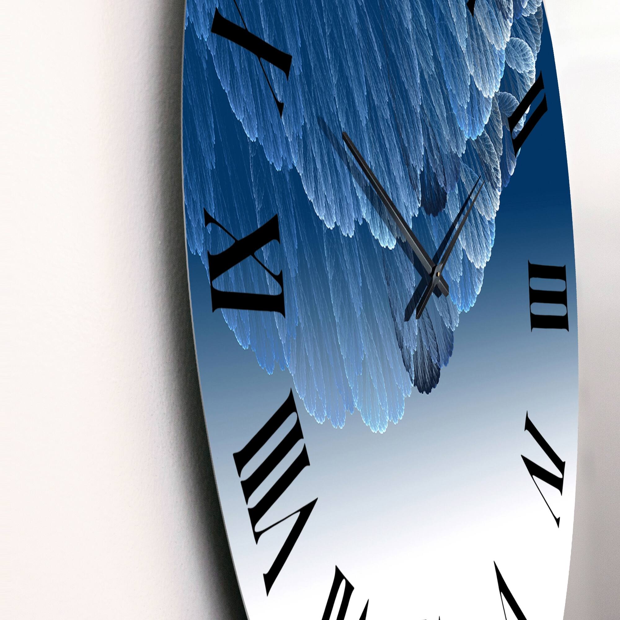 Designart 'Blue Ink Infinity Ink Cloud On White' Modern wall clock