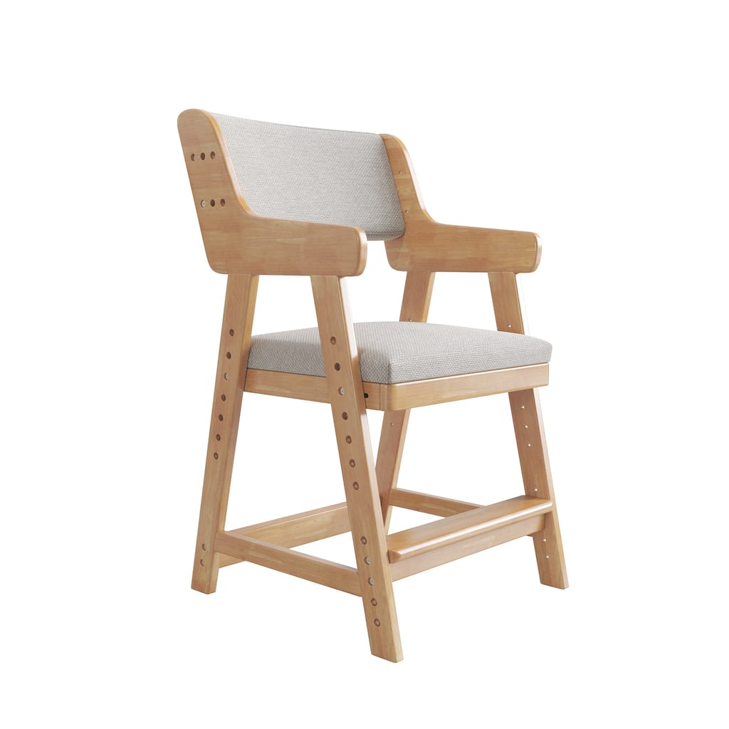 Kid's Chair, Lift Adjustable Backrest Chair, Children's Sitting Posture Correction Solid Wood Writing Study Chair