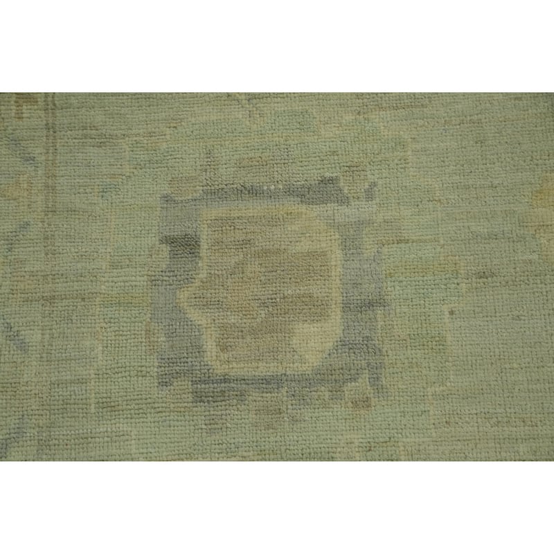 Vegetable Dye Wool Oushak Turkish Area Rug, Floral Geometric Carpet - 11' 5'' X 8' 9''