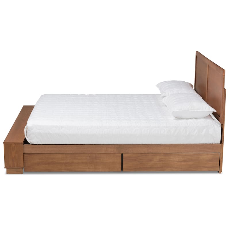 Tamsin Modern Transitional 4-Drawer Storage Bed with Built-In Shelves