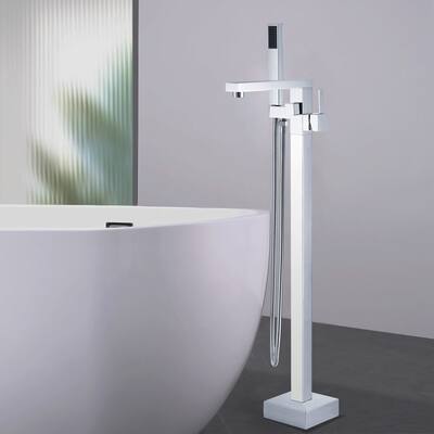 Topcraft Floor Mount Bathtub Filler Freestanding Bathroom Faucet with Handheld Shower