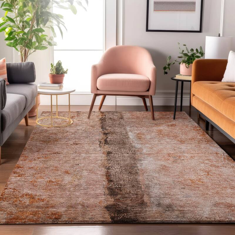 Premium Washable Super Soft Modern Arianna Mayfield Rug - Paprika - 10' x 14' - Rectangle