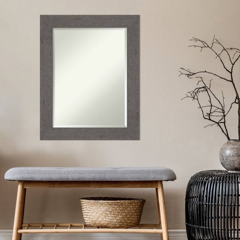 Beveled Wall Mirror - Rustic Plank Espresso Frame