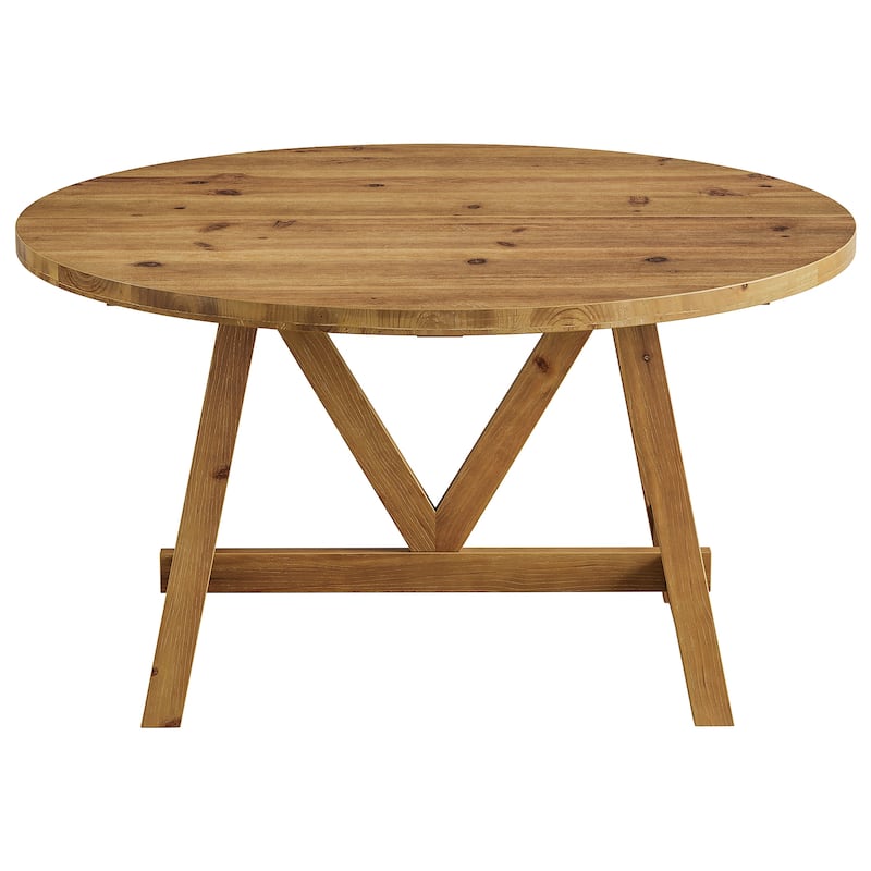 47 Inch Round Solid Wood Dining Table for 4-6, Farmhouse Kitchen Table - 47.24" D x 47.24" W x 29.53" H