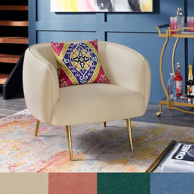Roman Brass Finish Velvet Upholstered Accent Chair by iNSPIRE Q Bold