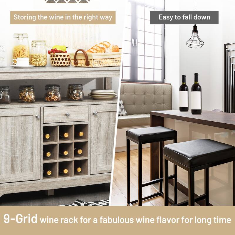 Kitchen Buffet Sideboard with Wine Rack Free Standing Storage Cabinet - See Details