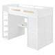 preview thumbnail 32 of 78, Twin/Full Size Loft Bed with Bulit-in Desk and Wardrobes, Solid Wood Kids Loft Bedframe with 4 Drawers and Storage Shelves