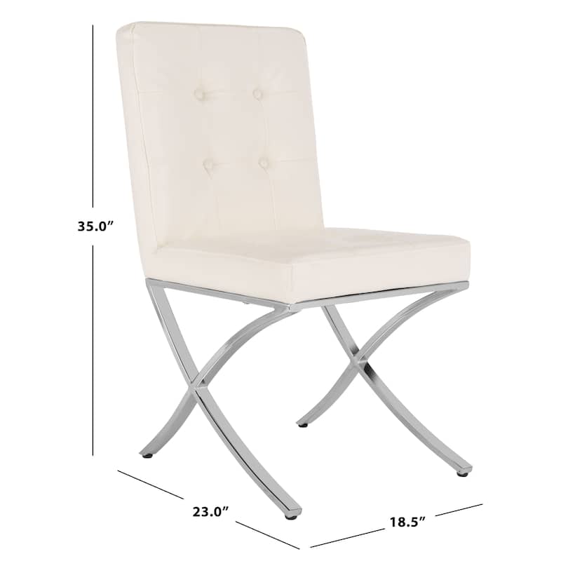 SAFAVIEH Merrilee Glam Black Chrome Tufted Side Chair - 19Wx23Dx35H
