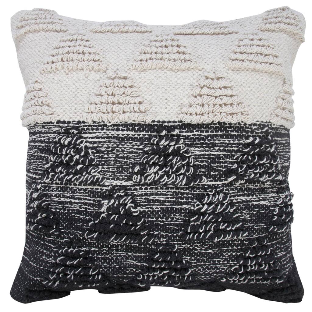 Geometric Textured Triangle Throw Pillow - 20" - Black and White