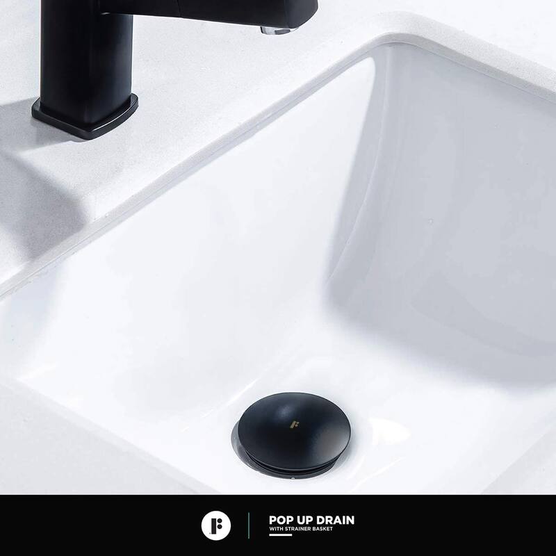 Fine Fixtures Modern Single Hole Bathroom Sink Faucet with Pop-up Drain and Strainer Basket