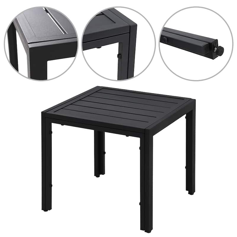 Maypex Outdoor Steel Slat End Table Black