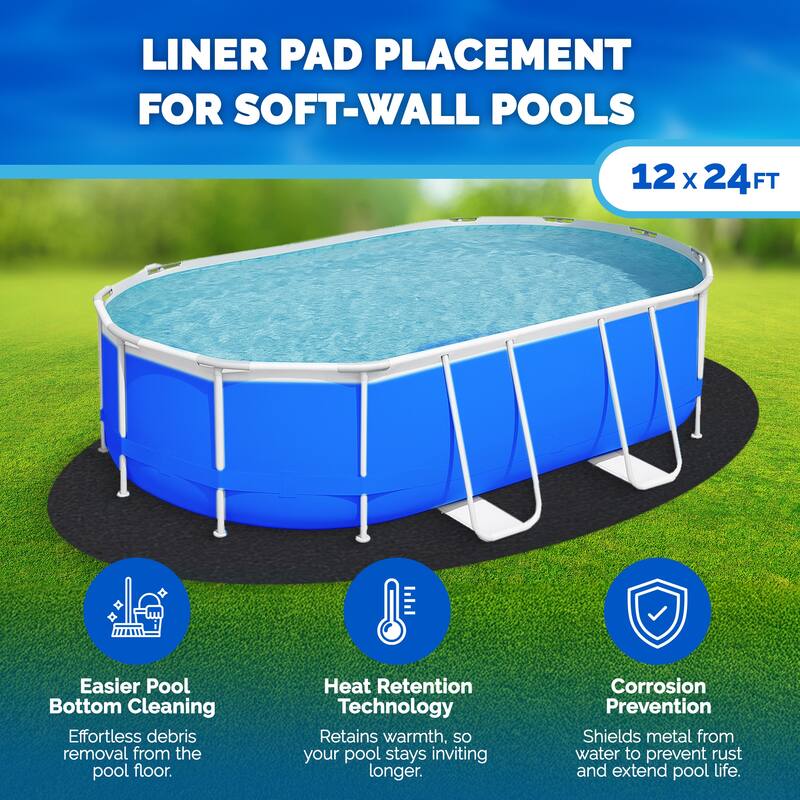 Swimline Hydrotools Above Ground Oval Liner Pad, Pool Protector Mat, 12 x 24 Ft - 10.5