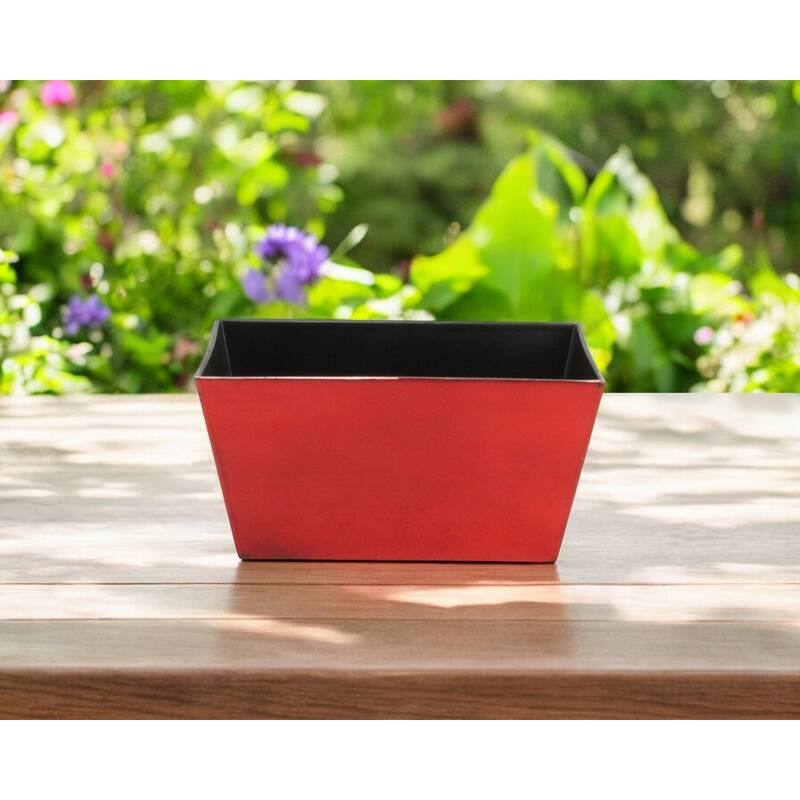 HomeRoots 8" Red Recycled Plastic Indoor Outdoor Rectangular Planter Box - Red