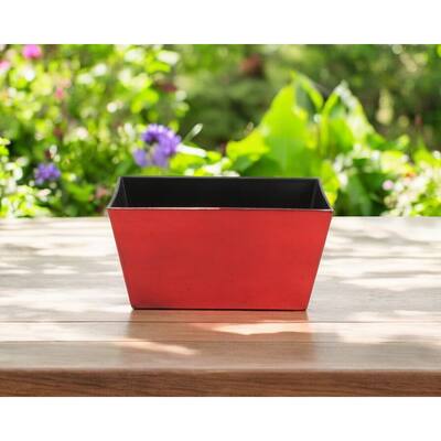 HomeRoots 8" Red Recycled Plastic Indoor Outdoor Rectangular Planter Box