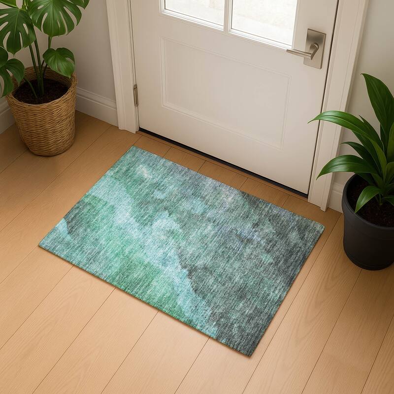 Premium Washable Super Soft Abstract Ombre Mayfield Rug - Teal - 1'8" x 2'6"