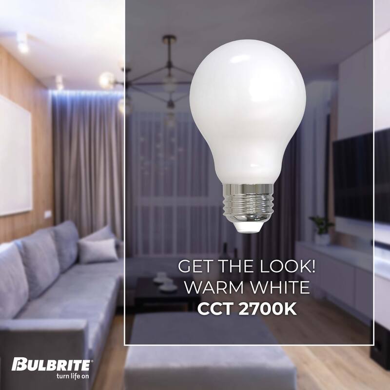 Bulbrite LED Filament Pack of (4) 9 Watt Dimmable A19 Light Bulb with Milky Glass Finish and Medium (E26) Base
