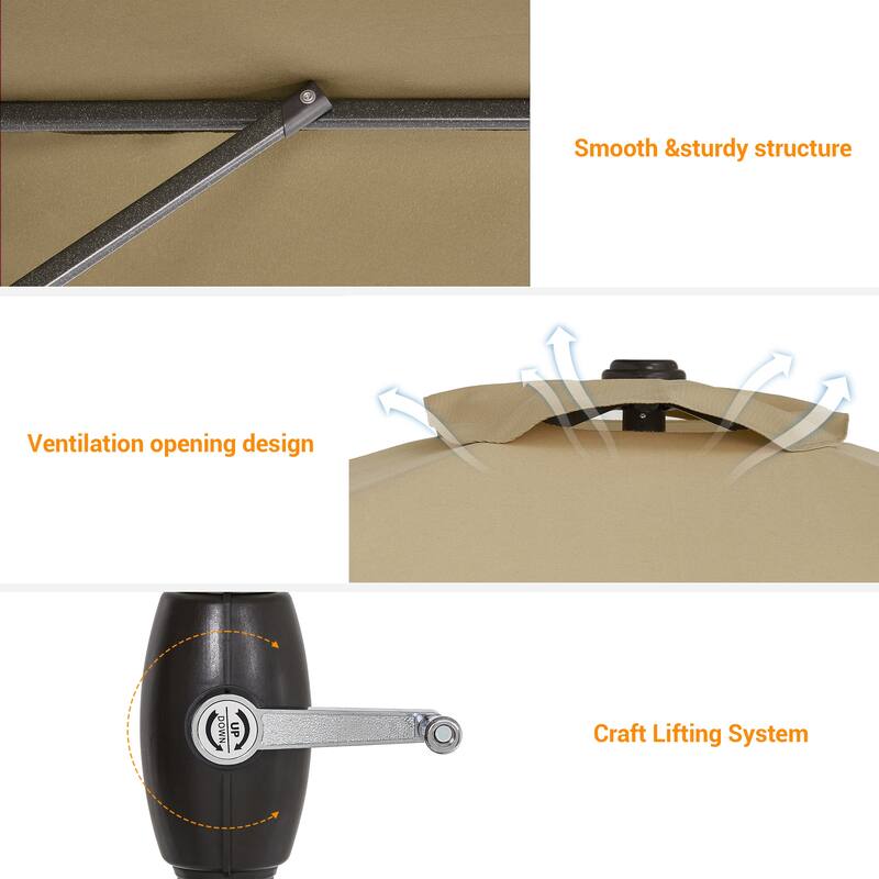 BONOSUKI Aluminum 10 x 6.5ft Patio Market Umbrella,Tilt and Crank
