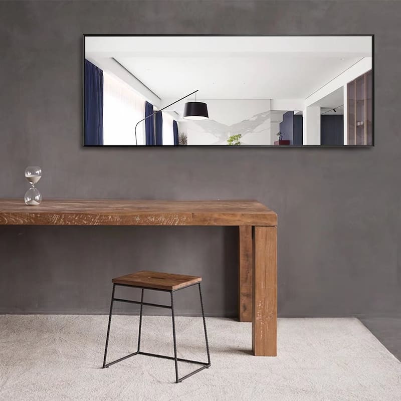 Modern Aluminum Alloy Slim Framed Full-length Floor Mirror - 59x20 - Black