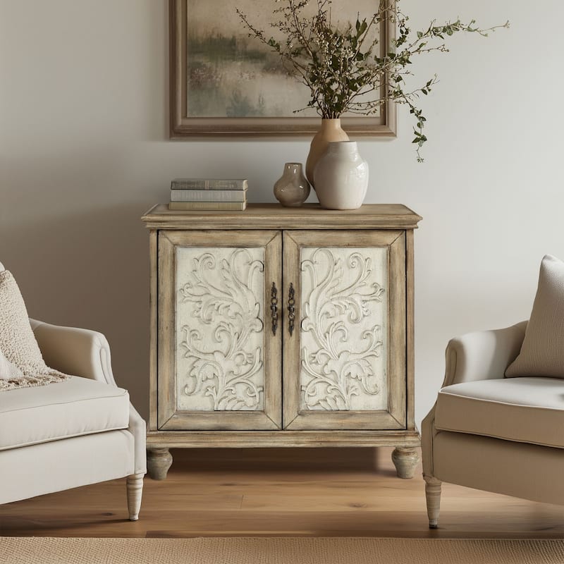 Madison Park Wyatt 2-door carved wood storage cabinet - Reclaimed Natural