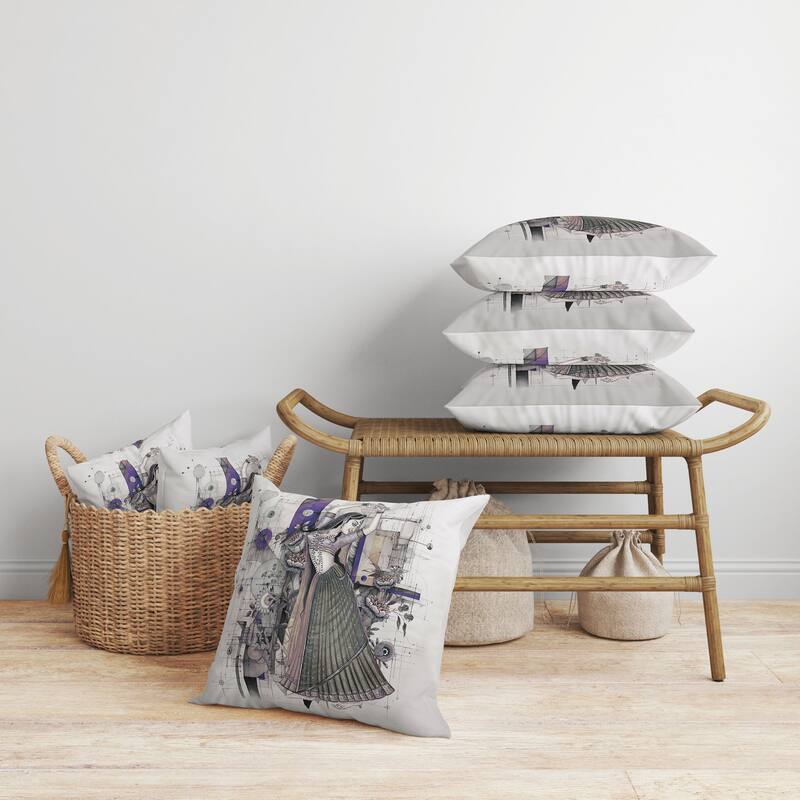 Gracefully Dancing Woman Faux Suede Reversible Throw Pillow Gray and Green