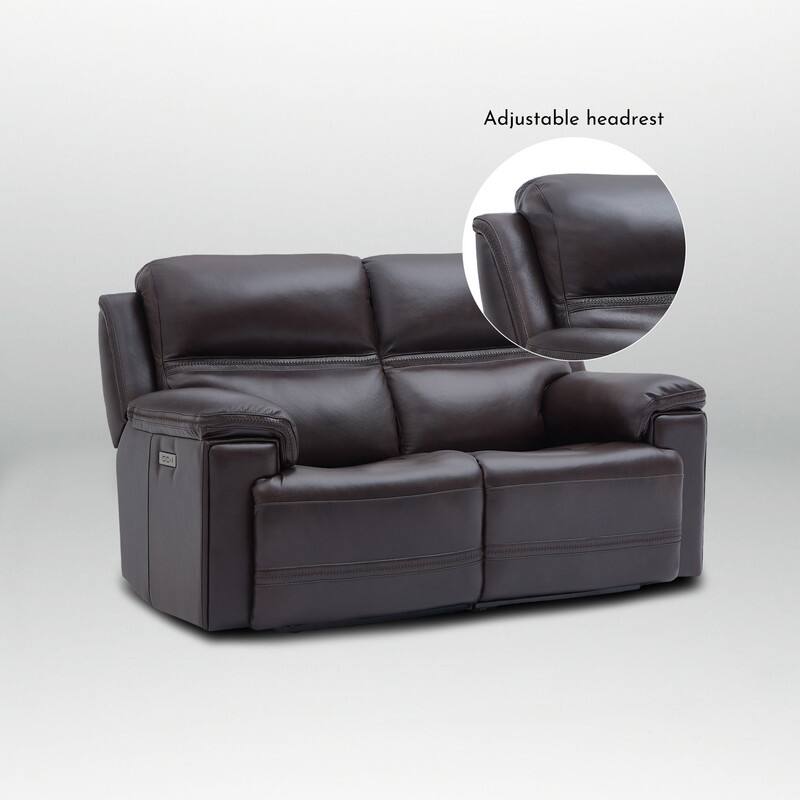 Genuine Leather Dual Power Reclining Loveseat with Zero Gravity, Adjustable Headrest, USB/Type-C & Cross-stitching Detail
