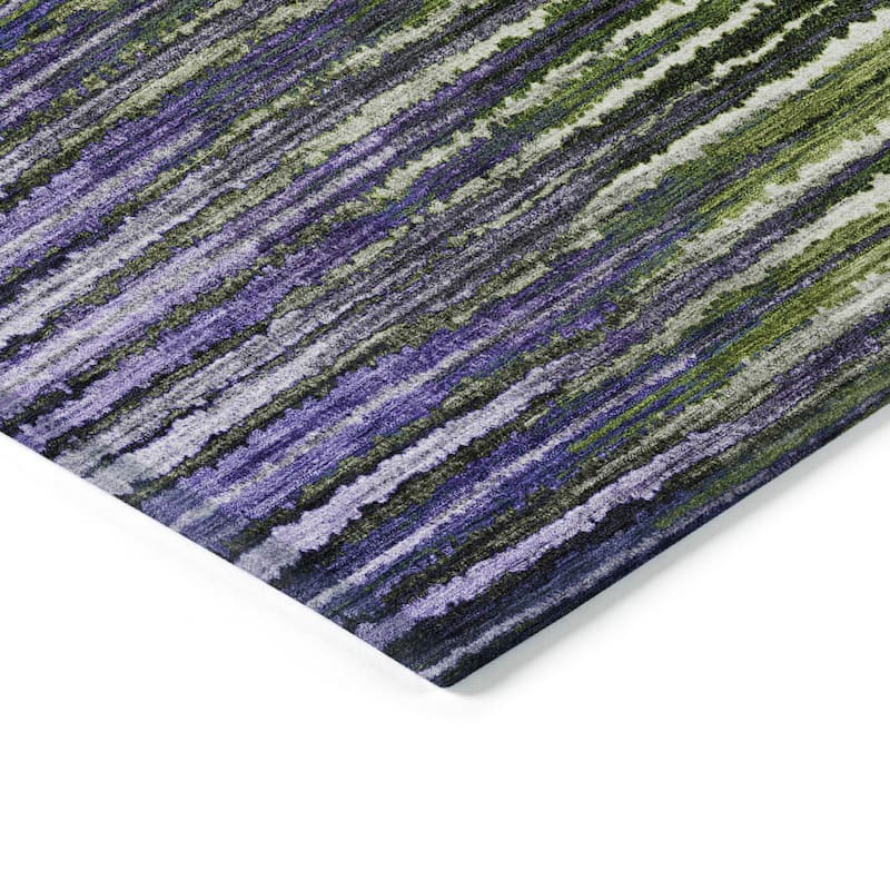 Machine Washable Indoor/ Outdoor Chantille Jagged Stripes Rug