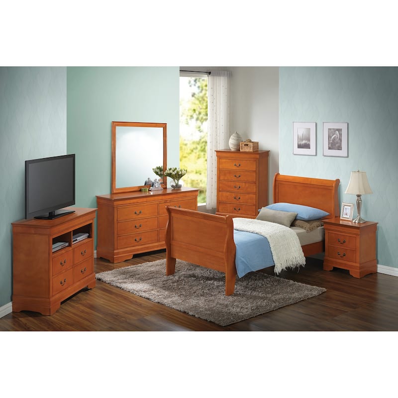 Louis Philippe Twin Sleigh Bed with Headboard and Footboard