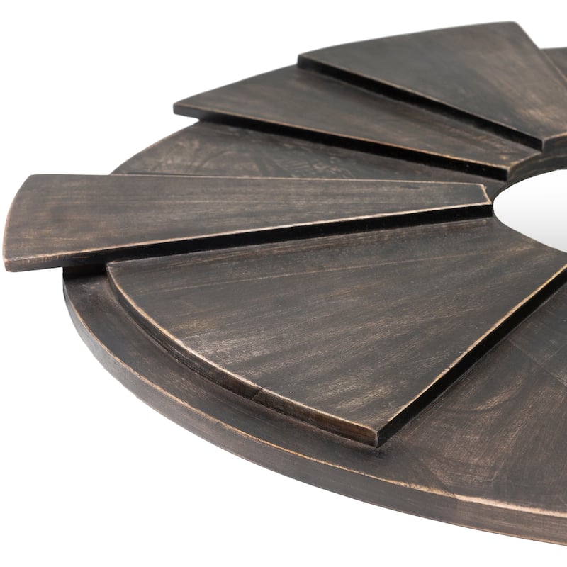 Neville Dimensional Solid Wood Round Mirror - 32"H x 32"W