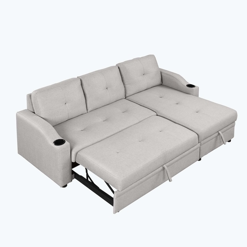 Classic and Cozy L-shape Pull-out Sleeper Sectional Sofa