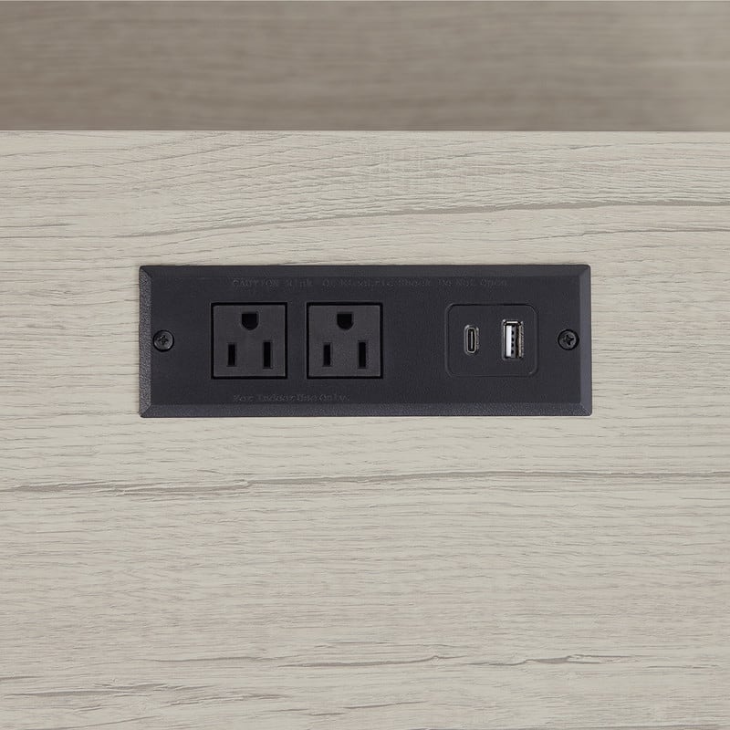 Spruce & Spring Scout Farmhouse Solid Wood Nightstand with 2 Drawers and Type-C, USB & 2 Power Outlets