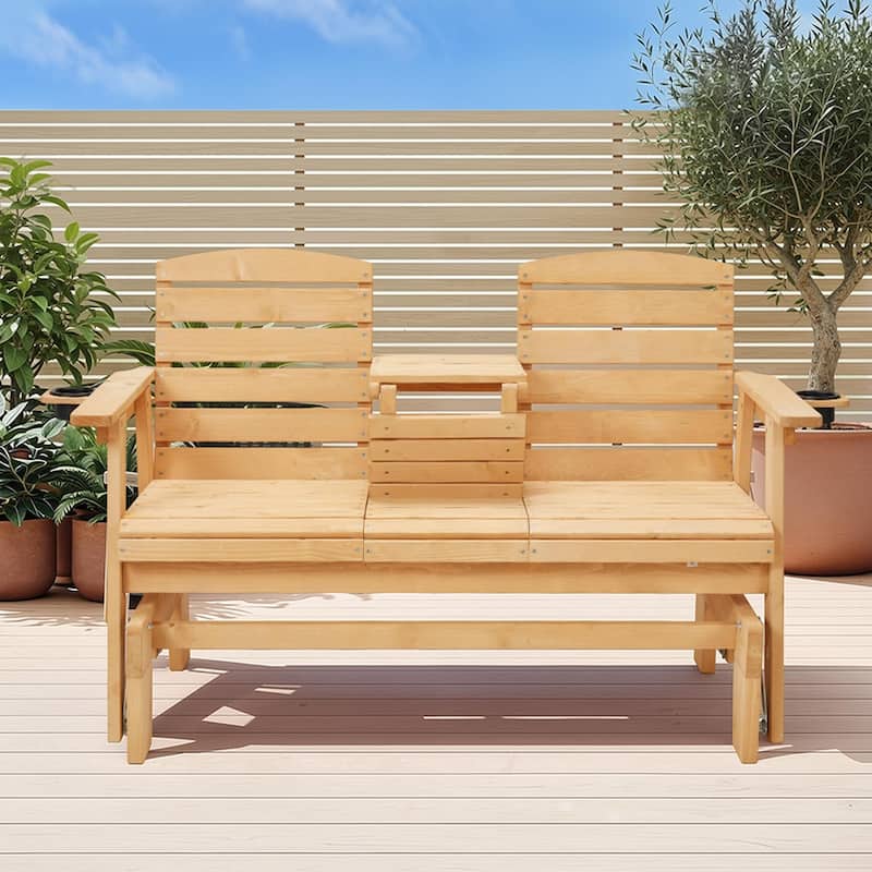 All-Weather Outdoor Glider Chair with Cup Holders, High Backrest & Wide Armrests, Perfect for Gardens, Patios, and Porches