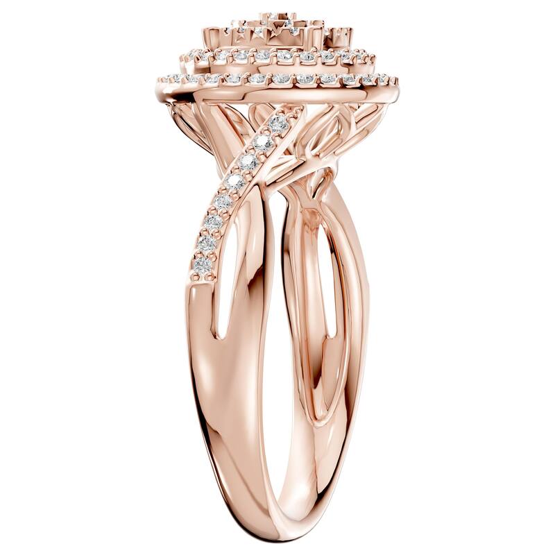 AEON Radiant Aura Round 0.50ct Lab Grown Diamond Cluster Double Halo Ring