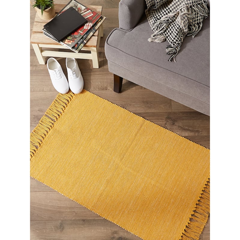 DII Gray and Off White 2-Tone Ribbed Rug 2x3 Ft - 24.0 In. L X 36.0 In. W X 0.2 In. H