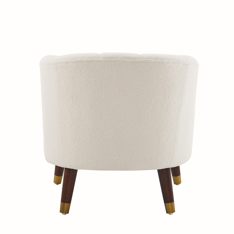 Velvet Barrel Chair With Wooden Legs