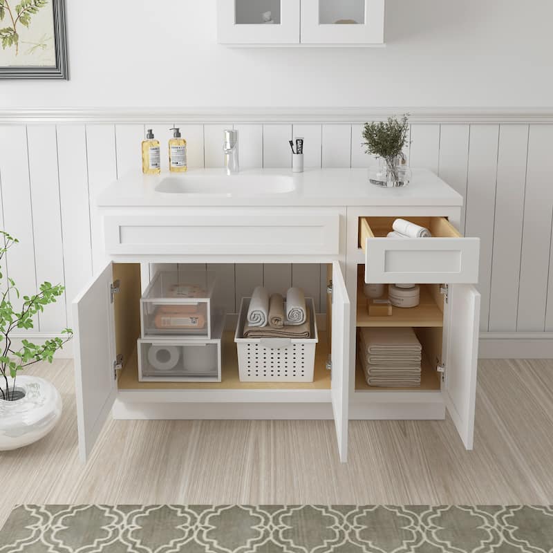 Vanity Art 54" Oak Freestanding Bathroom Vanity Cabinet without Top