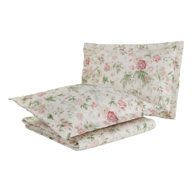 Laura Ashley Breezy Floral Cotton Reversible Quilt Set