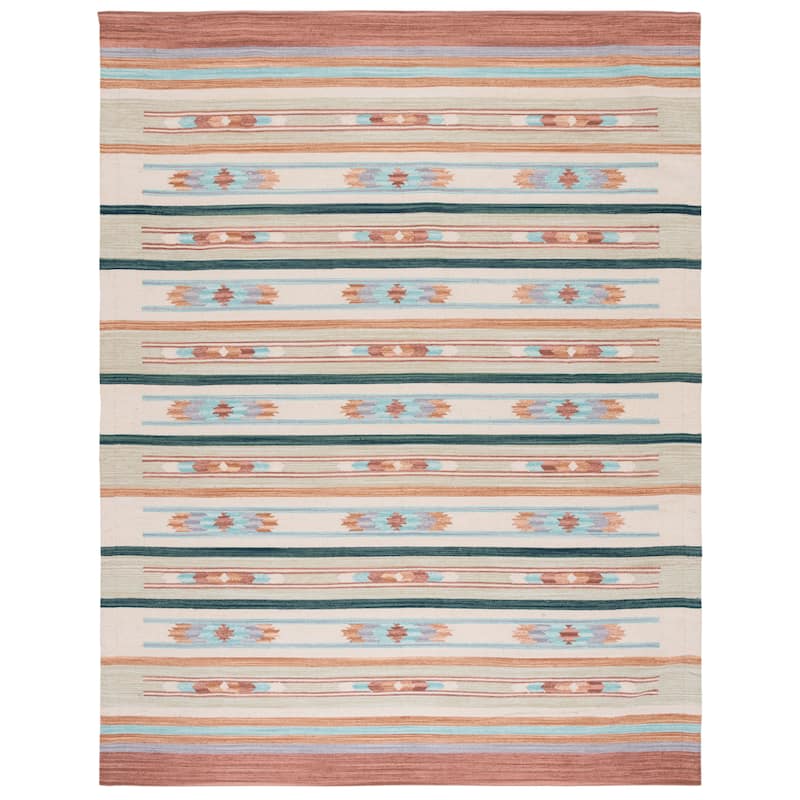 SAFAVIEH Handmade Kilim Mala Transitional Cotton Rug - 8' x 10' - Brown/Ivory