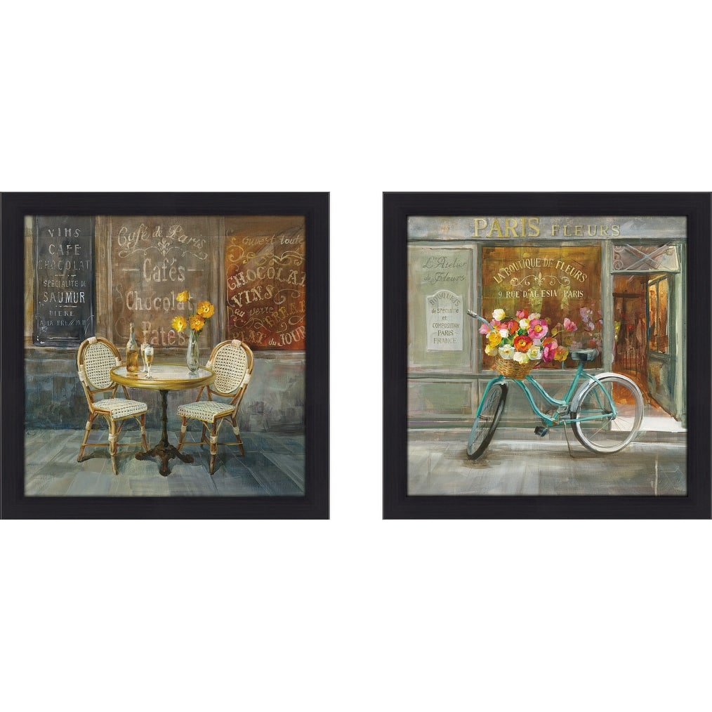 "French Cafe" Framed Art Print Set - Brown