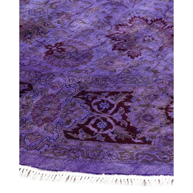 Fine Vibrance, One-of-a-Kind Hand-Knotted Area Rug - Purple, 6' 1" x 6' 1" - 6' 1" x 6' 1"