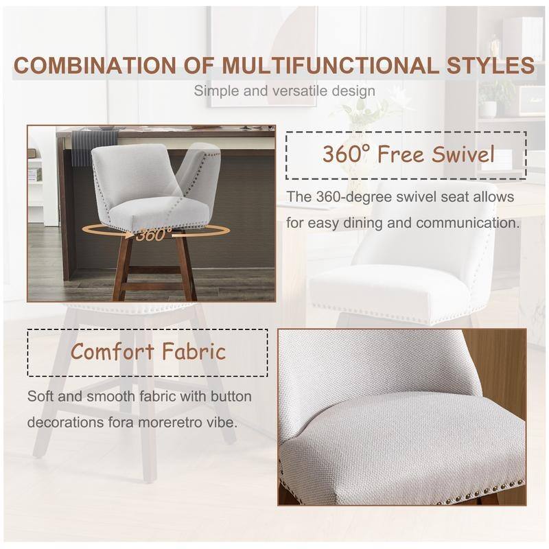Counter Height Swivel Nail Head Upholstered Barstools Set of 4