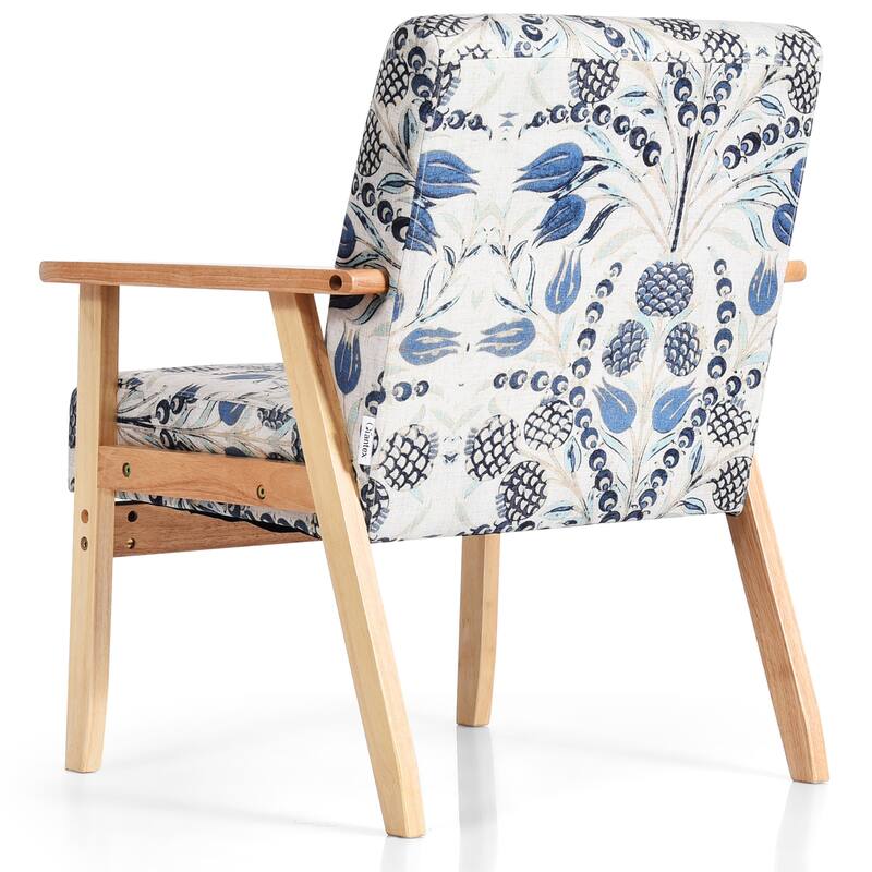 Gymax 2PCS Accent Armchair Upholstered Chair Home Office w/ Wooden - 25'' x 26.5'' x 32''
