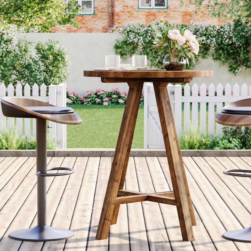 31.5 Inch Solid Wood Round Bar Table for Dining Room, Kitchen / Living Room / Bistro - 31.5" Dia. x 35.43" H