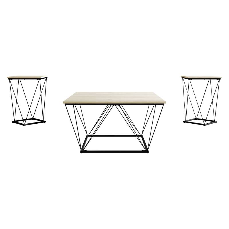 CraftPorch Minimalist 3- Pieces Coffee Table Set - Light Grey - 7'6" x 10'9" - Wood