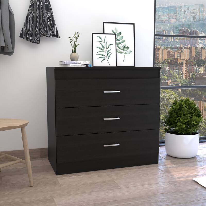 Three Drawer Dresser with Metal Hardware