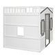 preview thumbnail 3 of 13, White+Gray Full Size Solid Wood House Loft Bed With Ladder for Kids, Boys and Girls, Bedroom