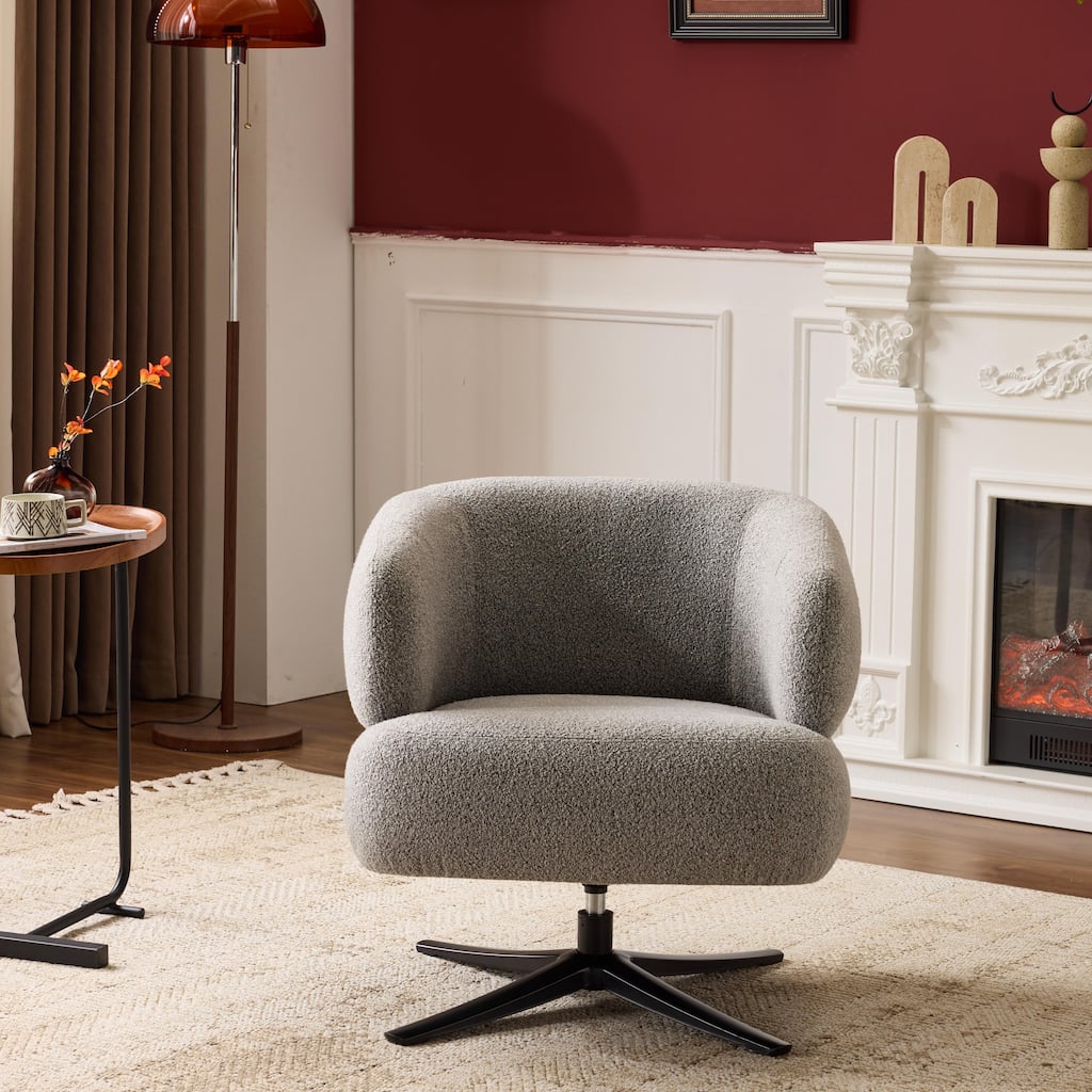 Swivel Chair Leisure Chair Side Chair, Rustic Accent Chair Antique Grey Reception Chair Reading Chair Armchair