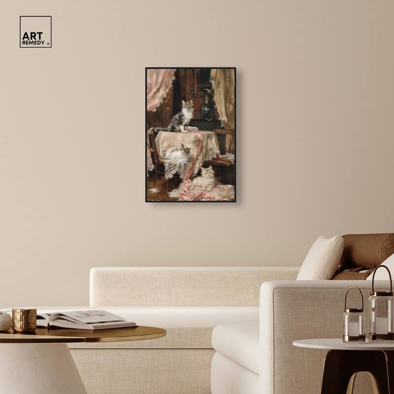 Kittens at the Table Canvas by Art Remedy
