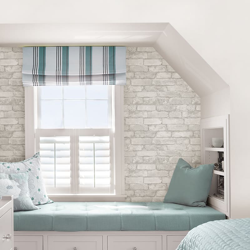 Bricks Kovner Buchanan Off-White Brick 33' L X 20.5 W Peel and Stick Wallpaper Roll