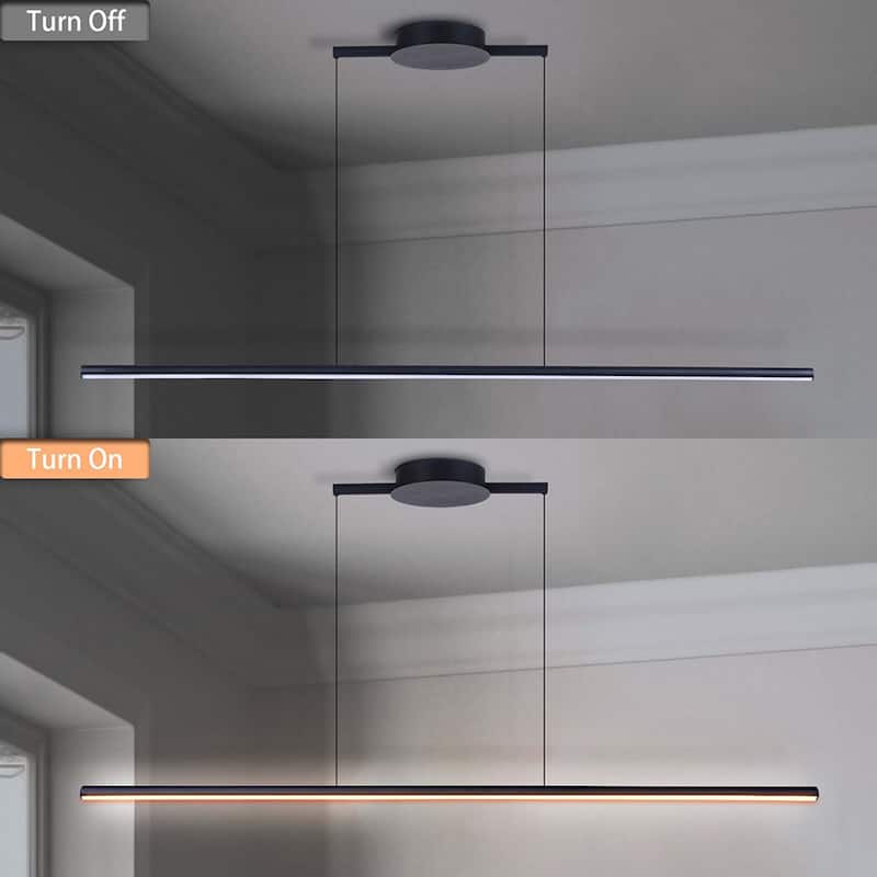 Minimalist Modern Linear Pendant Light Dimmable Integrated LED Chandelier Kitchen Island